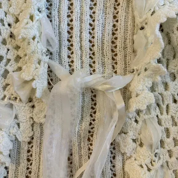 Korean deadstock cream crochet cardigan - Picture 7 of 7